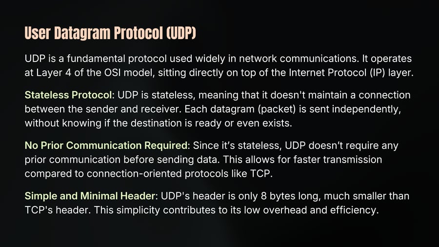 User Datagram Protocol (UDP)
