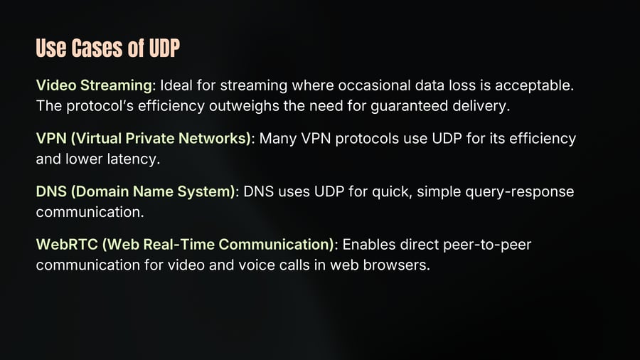 Use Cases of UDP