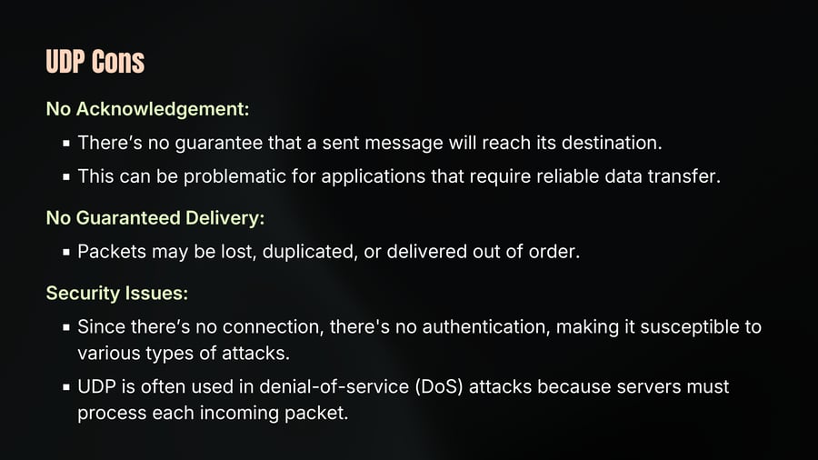 UDP Cons